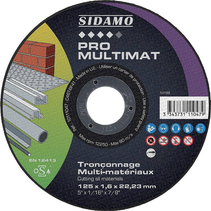 Disque à tronçonner multimatériaux pro multimat, diamètre 125mm, épaisseur 1,6mm, alèsage 22,2mm en boîte de 25 pièces. quincaillerie sénégalaise vous facilite la vie avec une boutique en ligne complète pour tous vos besoins en quincaillerie au sénégal. des produits fiables livrés rapidement.