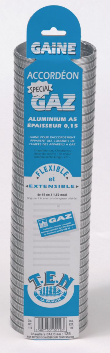 Gaine accordéon ''spécial gaz'' + raccord alu longueur 0,45 m à 1,50 m diamètre 125 / 131 réf. 015125. avec quincaillerie sénégalaise, accédez à une quincaillerie de qualité sans quitter votre domicile au sénégal. une expérience d'achat en ligne simple et sécurisée.
