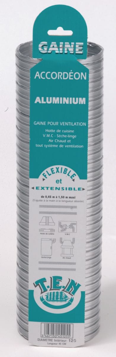 Gaine accordéon ten aluminium longueur 850mm extensible à 3m diamètre intèrieur 125mm, réf.085125. pour des achats de quincaillerie en ligne au sénégal, choisissez quincaillerie sénégalaise. une vaste sélection de produits de qualité pour tous vos projets.