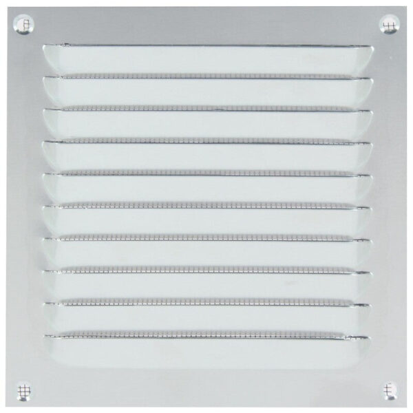 Grille d'aération estampée aluminium avec moustiquaire nylon 150 x 150 mm. optez pour quincaillerie sénégalaise, votre boutique en ligne de quincaillerie au sénégal, pour des produits de qualité et un service client irréprochable.