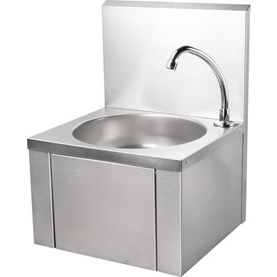 Lave-main ANIMA hygiène inox 18 / 10, 500 x 385 x 352 mm, avec prémélangeur eau chaude / eau froide, Réf. LLM125