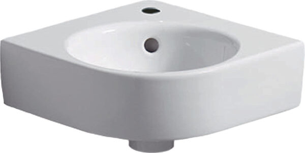 Lave-mains d'angle geberit renova compact: b=45cm, t=39.5cm, trou de robinetterie=au centre, trop-plein=visible, blanc réf. 276132000. achetez en toute tranquillité avec quincaillerie sénégalaise, votre expert en ligne en quincaillerie au sénégal. profitez de produits de haute performance livrés directement chez vous.