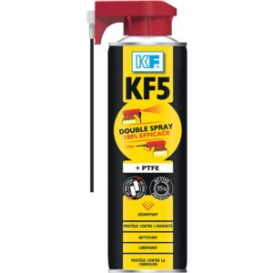 Lubrifiant dégrippant kf 5 double spray, aérosol de 500 ml net. quincaillerie sénégalaise, votre boutique en ligne de quincaillerie au sénégal, offre des solutions pratiques et fiables. commandez facilement et recevez rapidement.