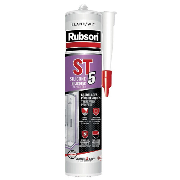 Mastic sanitaire silicone st 5 coloris blanc cartouche de 300 ml. pour des produits de quincaillerie de confiance, choisissez quincaillerie sénégalaise, votre boutique en ligne au sénégal. commandez facilement et recevez rapidement.