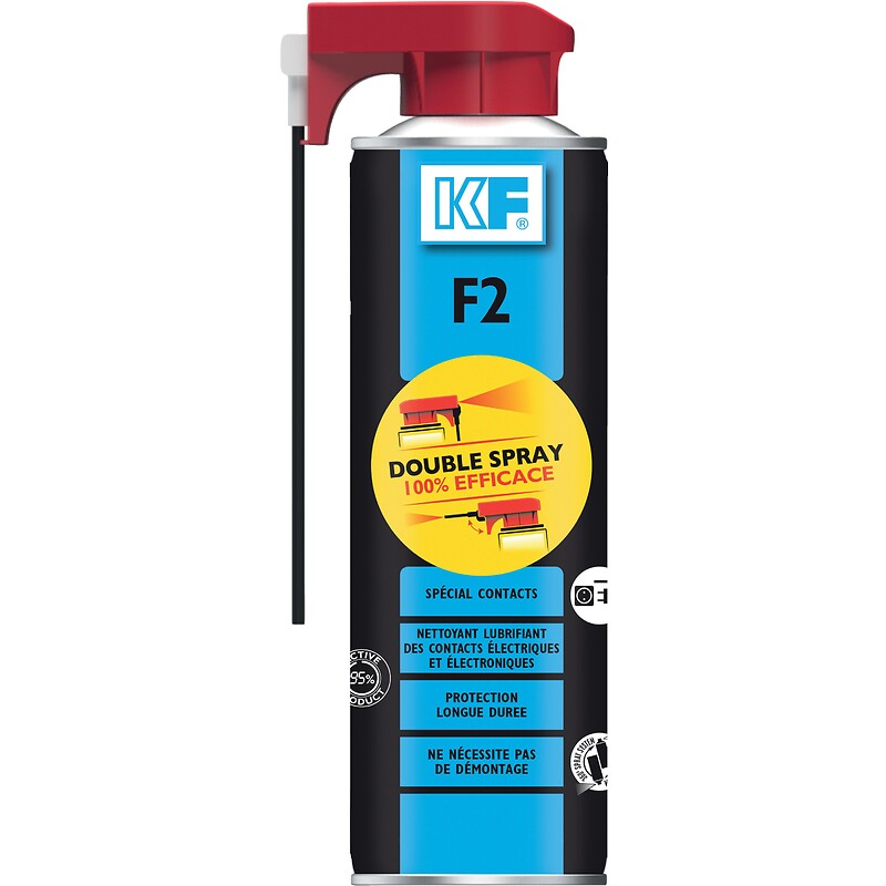 Nettoyant et lubrifiant f2 spécial contacts mobiles électriques et électroniques aérosol double spray de 500ml net. optez pour quincaillerie sénégalaise, votre boutique en ligne de quincaillerie au sénégal, pour des produits de qualité et un service client irréprochable.