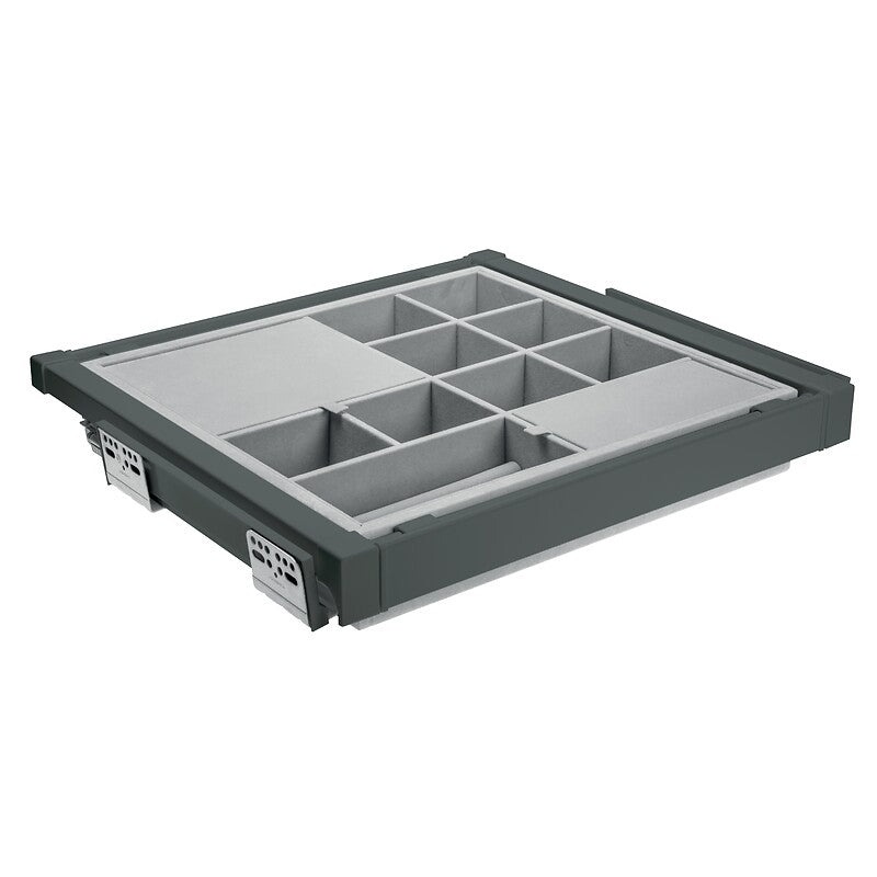 Organiseur coulissant ajustabale à sortie totale elite - largeur 600 mm - finition anthracite. découvrez quincaillerie sénégalaise, votre partenaire en ligne pour des solutions de quincaillerie robustes et durables au sénégal. profitez de notre vaste catalogue de produits à des prix compétitifs.