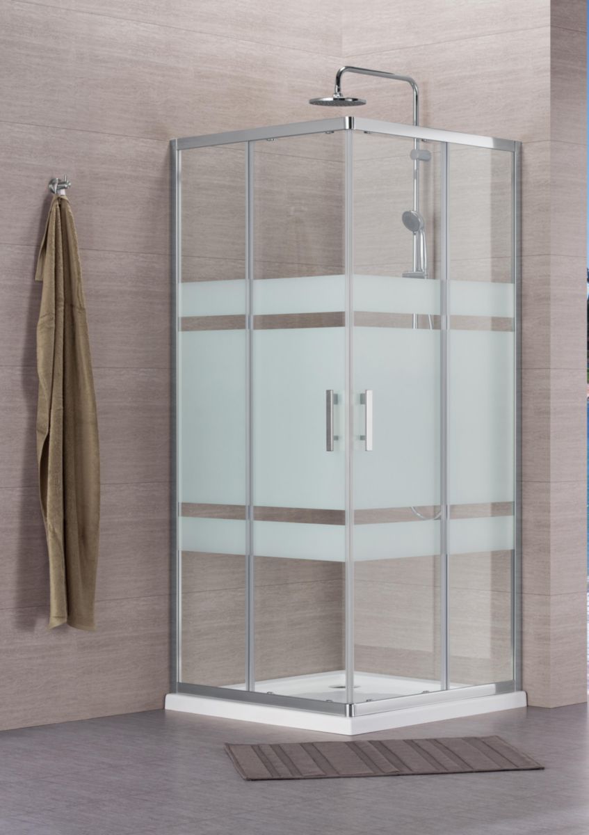 Paroi de douche concerto accès d'angle coulissant l 80 x h 195 cm profilé argent brillant verre sérigraphié. quincaillerie sénégalaise simplifie vos achats de quincaillerie avec une boutique en ligne pratique au sénégal. découvrez notre large gamme de produits et commandez en toute sécurité.