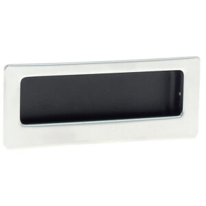 Poignée cuvette rectangle n° 134 - laiton chromé mat, cuvette aluminium époxy noir - 94 x 38 mm. optez pour quincaillerie sénégalaise, votre boutique en ligne de quincaillerie au sénégal, pour des produits de qualité et un service client irréprochable.