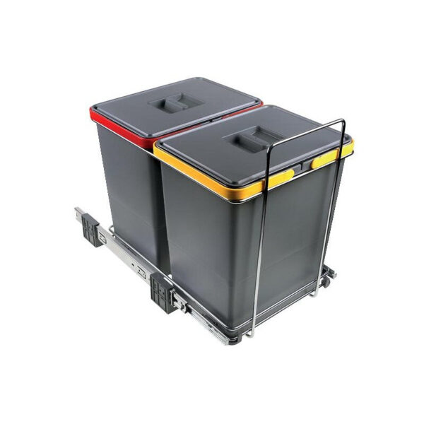 Poubelle tri-sélectif sous-évier 2 bacs - 2 x 24 litres - fixation fond du caisson - fil chromé - panier anthracite. découvrez quincaillerie sénégalaise, votre partenaire en ligne pour des solutions de quincaillerie robustes et durables au sénégal. profitez de notre vaste catalogue de produits à des prix compétitifs.