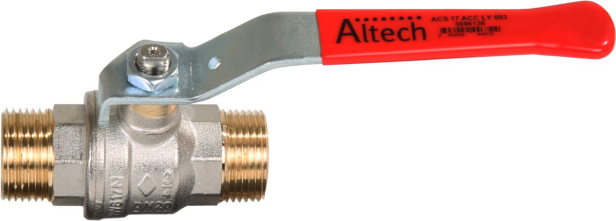 Robinet à tournant sphérique passage intégral. poignée rouge en acier verni. altech 301 acs laiton nickelé mm dn 1/2. optez pour quincaillerie sénégalaise, votre boutique en ligne de quincaillerie au sénégal, pour des produits de qualité et un service client irréprochable.