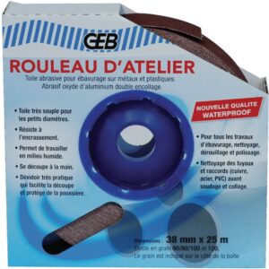 Rouleau d'atelier toile abrasive grain 80 en rouleau de 38mmx25m en boîte dévidoir réf. 836002. avec quincaillerie sénégalaise, accédez à une quincaillerie complète en ligne au sénégal. des produits de qualité et un service client attentif pour vos besoins.