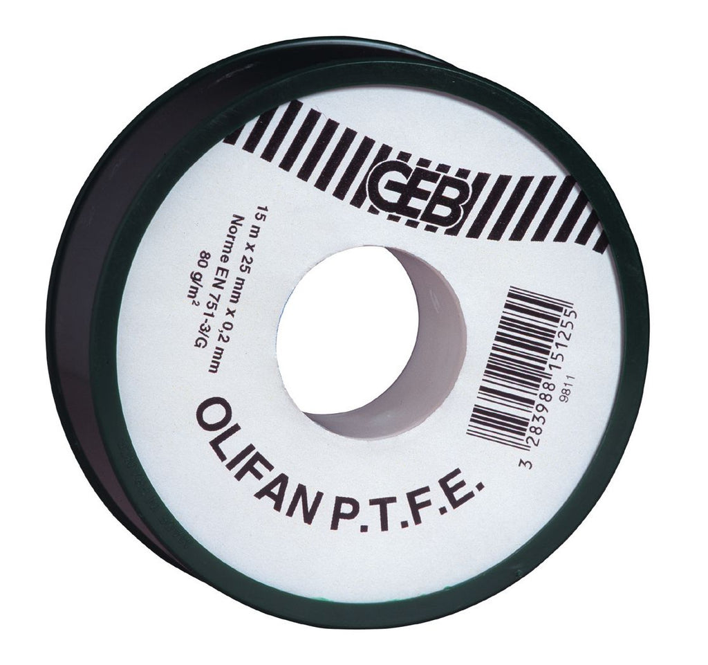 Ruban d'étanchéité olifan ptfe épaisseur supérieure, spécial gros diamètres 25mmx15mx0,2mm cache vert réf 815125. quincaillerie sénégalaise simplifie vos achats de quincaillerie avec une boutique en ligne pratique au sénégal. découvrez notre large gamme de produits et commandez en toute sécurité.