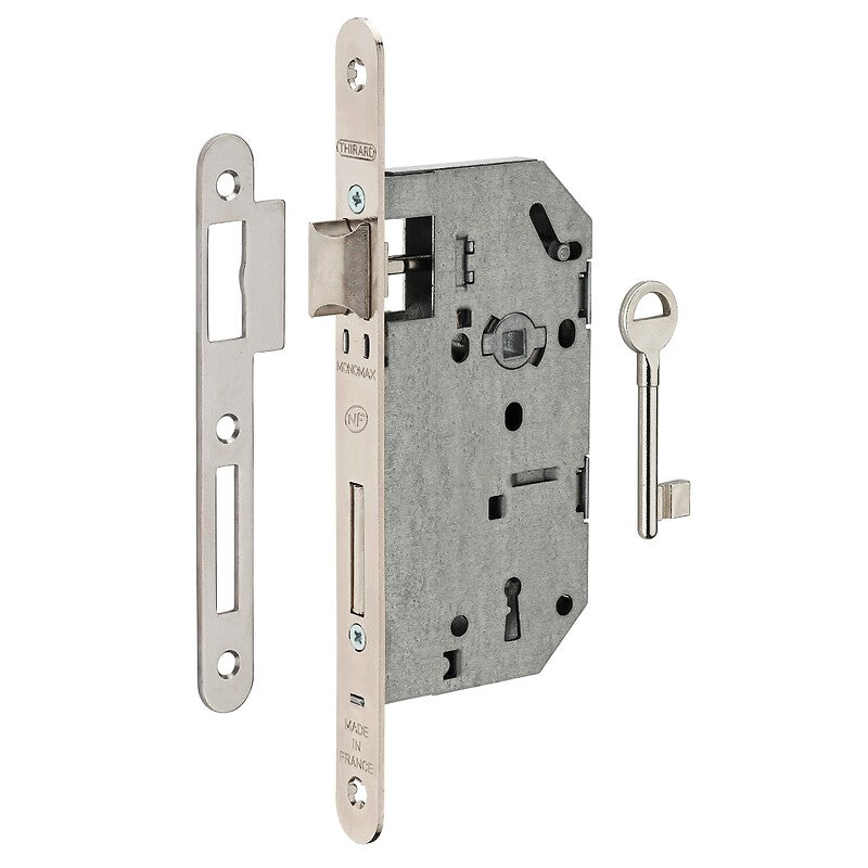 Serrure à larder nf type monomax axe à 50 mm clé l têtière nickelée avec gâche. quincaillerie sénégalaise, votre boutique en ligne de quincaillerie au sénégal, offre des solutions pratiques et fiables. commandez facilement et recevez rapidement.
