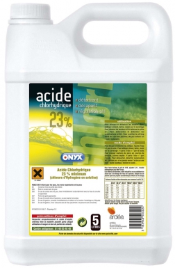 ACIDE CHLORHYDRIQUE À 23% DÉTARTRANT, RECTIFICATEUR DE PH, DÉCAPANT MÉTAUX - 5 L. Faites de Quincaillerie Sénégalaise votre partenaire pour tous vos projets de construction. Notre gamme variée de produits garantit une satisfaction totale. Commandez aujourd'hui et réalisez vos projets sans tracas.