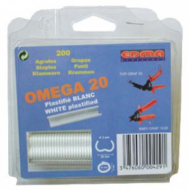 AGRAFES OMEGA – GALVANISÉES – 20 MM – BOÎTE DE 1000 P.