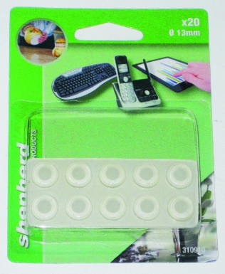 BUTOIRS ANTI-GLISSES ADHÉSIFS TRANSPARENTS Ø10X1,5 MM BLISTER 20 P.