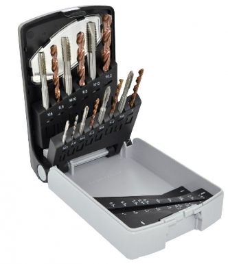 COFFRET 7 TARAUDS HSS GUN DIN 371/376 M3 À M12 + 7 FORETS TZX.