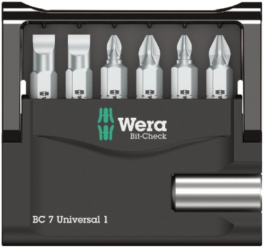 COFFRET BIT-CHECK 7 UNIVERSAL 1 : 6 EMBOUTS + 1 PORTE-EMBOUTS (K 1/4″ X 50 / PH 1 X 25 / PH 2 X 25 / PZ 1 X 25 / PZ 2 X 25 / Z 1.0X5.5X25/1.2X6.5X25)