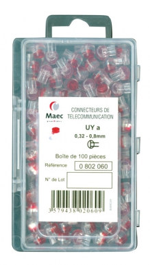 CONNECTEUR UY A ROUGE Ø DU COND. 0,8 À 0,32 MM BTE DE 100 P. Quincaillerie Sénégalaise est votre partenaire fiable pour vos besoins en outillage, plomberie et fournitures de bâtiment. Profitez de notre expertise et de nos prix compétitifs. Achetez en ligne en quelques clics.