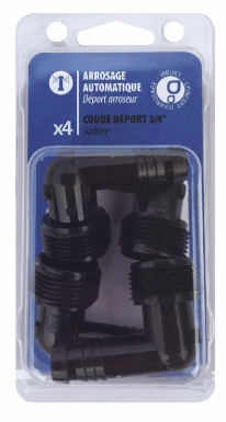 COUDES DÉPORT ARROSEUR (TURBINE) 3/4" - BLISTER 4 PIÈCES. Quincaillerie Sénégalaise met à votre disposition une gamme complète de solutions pour vos besoins en bâtiment et plomberie. Qualité, fiabilité et rapidité sont nos maîtres mots. Faites vos achats en ligne en toute sérénité.