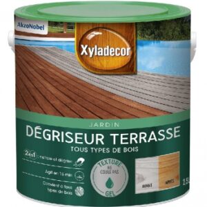 DÉGRISEUR/NETTOYEUR TERRASSE XYLADECOR EN GEL - AGIT EN 15 MN SUR TOUTE ESSENCE DE BOIS PROPRE ET SEC - RINÇAGE À L'EAU - 2,5 L. Quincaillerie Sénégalaise propose des équipements fiables pour tous vos besoins en construction et rénovation. Explorez notre boutique en ligne pour des solutions de qualité. Nous sommes là pour vous accompagner.