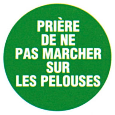 DISQUE "NE PAS MARCHER SUR LES PELOUSES" LETTRES BLANCHES FOND VERT, Ø 300 MM. Pour une quincaillerie de qualité au Sénégal, choisissez Quincaillerie Sénégalaise. Nos produits sont sélectionnés pour répondre à vos exigences. Commandez facilement en ligne et recevez vos articles rapidement.