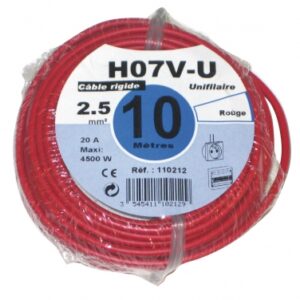 FIL RIGIDE HO7V-U ÂME CUIVRE NU MASSIF 2,5 MM2 ROUGE - ROULEAU 10 M. Avec Quincaillerie Sénégalaise, équipez-vous des meilleurs outils et équipements pour vos projets industriels. Nous assurons une livraison rapide et un service client de qualité. Faites confiance à notre expertise.