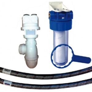 KIT DE RACCORDEMENT UNIVERSEL POUR ADOUCISSEUR : 1 FILTRE 20 MICRONS + 2 FLEXIBLES + 1 SIPHON. Pour des travaux réussis, optez pour Quincaillerie Sénégalaise. Une boutique en ligne fiable pour vos équipements de plomberie et bâtiment. Livraison rapide et produits de qualité.