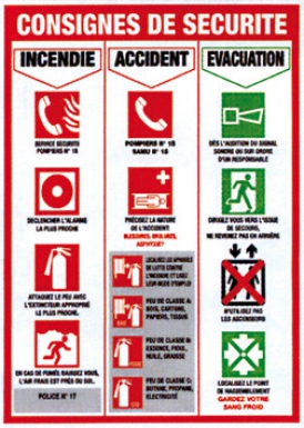 PANNEAU "CONSIGNES DE SÉCURITÉ" "INCENDIE / ACCIDENT / EVACUATION", DIM.: 460 X 320 MM. Avec Quincaillerie Sénégalaise, trouvez tout ce qu'il vous faut pour vos travaux de plomberie et bâtiment. Profitez de notre service rapide et fiable pour un achat en toute sérénité.