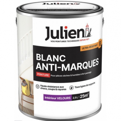 PEINTURE ANTI MARQUES VELOURS BLANC MAT 2.5L JULIEN RÉSISTE CHOC COUP RAYURE. Quincaillerie Sénégalaise met à votre disposition des solutions complètes pour vos travaux de construction et de rénovation. Commandez en ligne et bénéficiez de notre service rapide et professionnel.