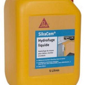 SIKACEM - HYDROFUGE DE MASSE LIQUIDE POUR BÉTONS - LIQUIDE BLANC - 5 L. Quincaillerie Sénégalaise met à votre disposition une gamme complète de solutions pour vos besoins en bâtiment et plomberie. Qualité, fiabilité et rapidité sont nos maîtres mots. Faites vos achats en ligne en toute sérénité.
