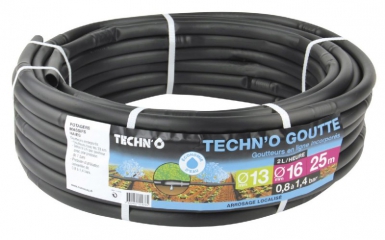 TUYAU GOUTTEURS EN LIGNE NOIR TECHN'O GOUTTE DIAMÈTRE 13X16 MM - GOUTTEURS 2 L/H - 25 M. Besoin de matériel de quincaillerie ou de plomberie ? Quincaillerie Sénégalaise propose des produits adaptés à vos projets de construction ou de rénovation. Bénéficiez de notre expérience et de nos prix compétitifs.